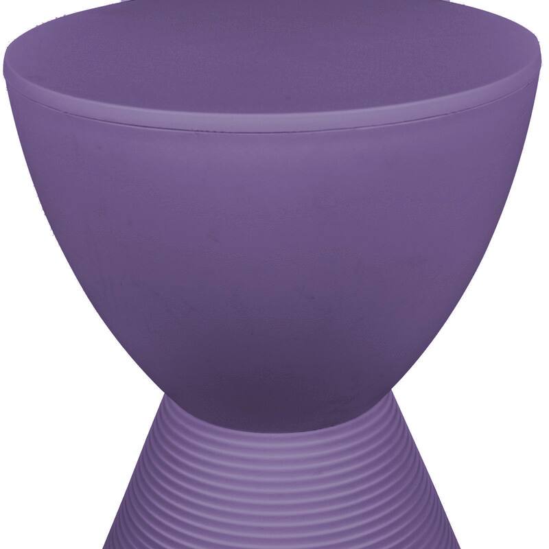 Alt View 5. LeisureMod - Boyd Modern Round Hourglass Accent Side Table, Drum Storage Table with Ribbed Base for Indoor/Outdoor - Purple.