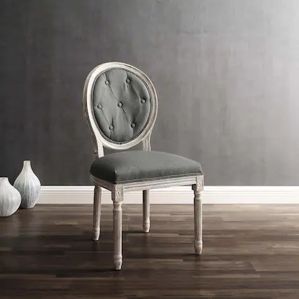 Front. Modway - Arise Vintage French Upholstered Fabric Dining Side Chair by Modway - Natural Gray.