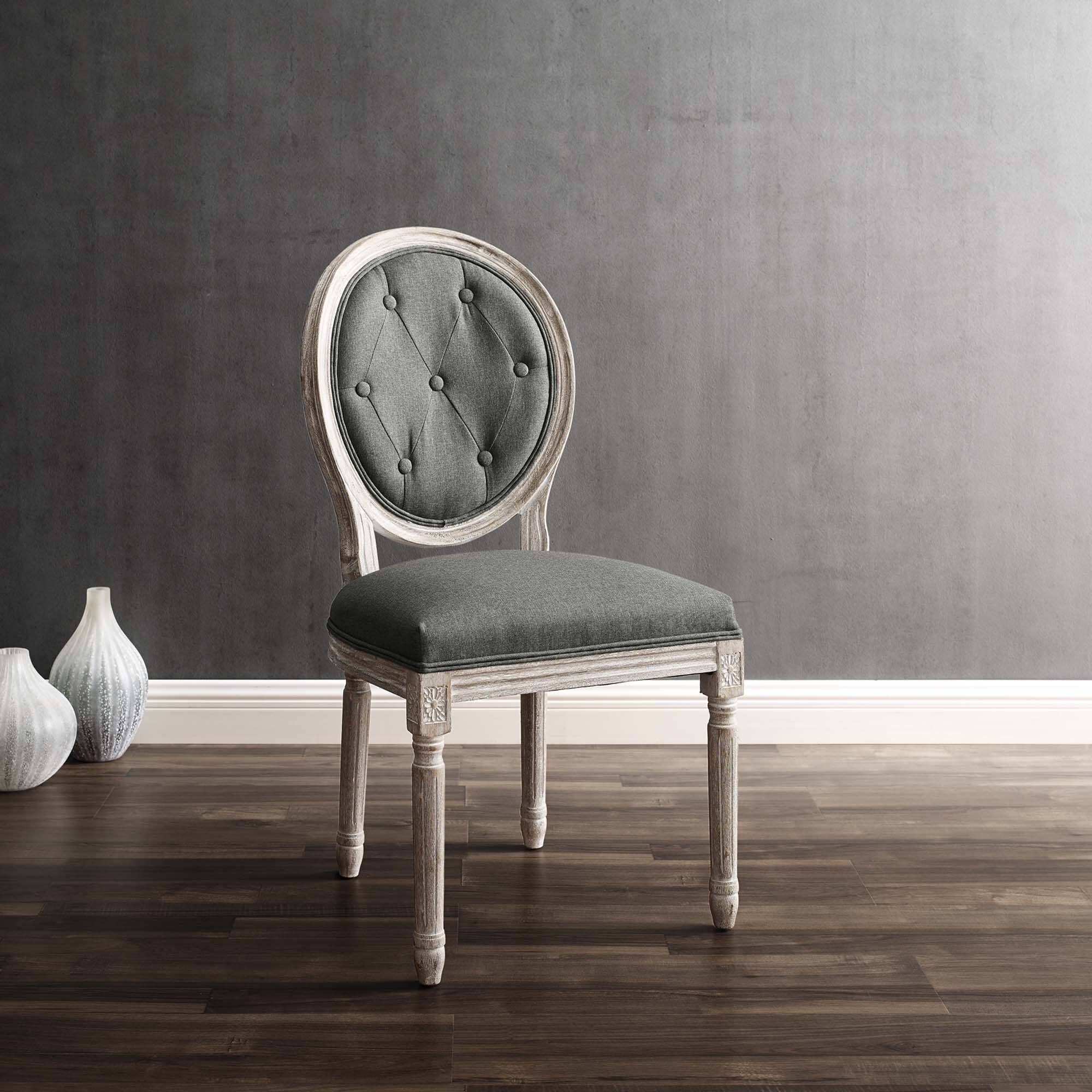 Front. Modway - Arise Vintage French Upholstered Fabric Dining Side Chair by Modway - Natural Gray.
