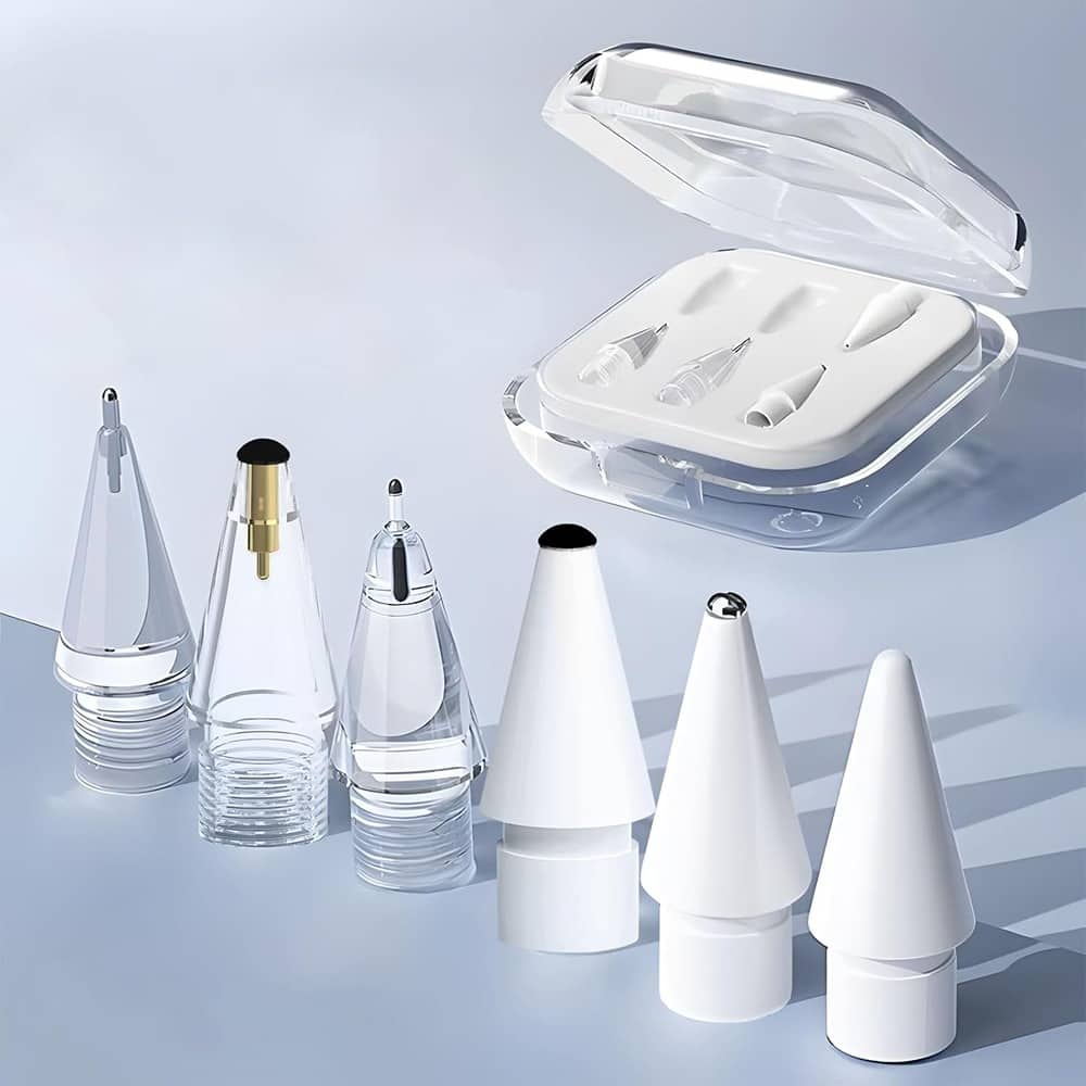 RTMB - Six Pack of Upgraded Flocking Apple Pencil Tips with Case Mute Accurate - Black