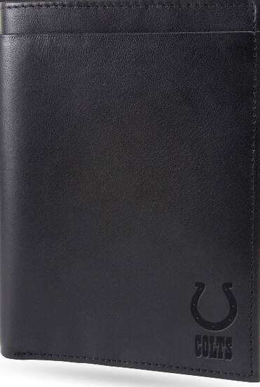 Alt View 1. Rico Industries - Indianapolis Football Colts Black Leather Traveling Bilfold Wallet with RFID Blocking - 14 Total Slots / Pockets - Multi.