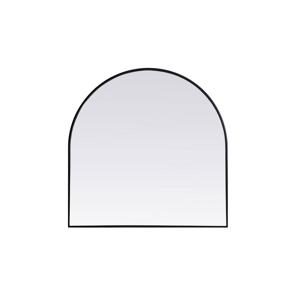 Alt View 5. Elegant Decor - Metal Frame Arch Mirror 36x36 Inch in Black - Black.