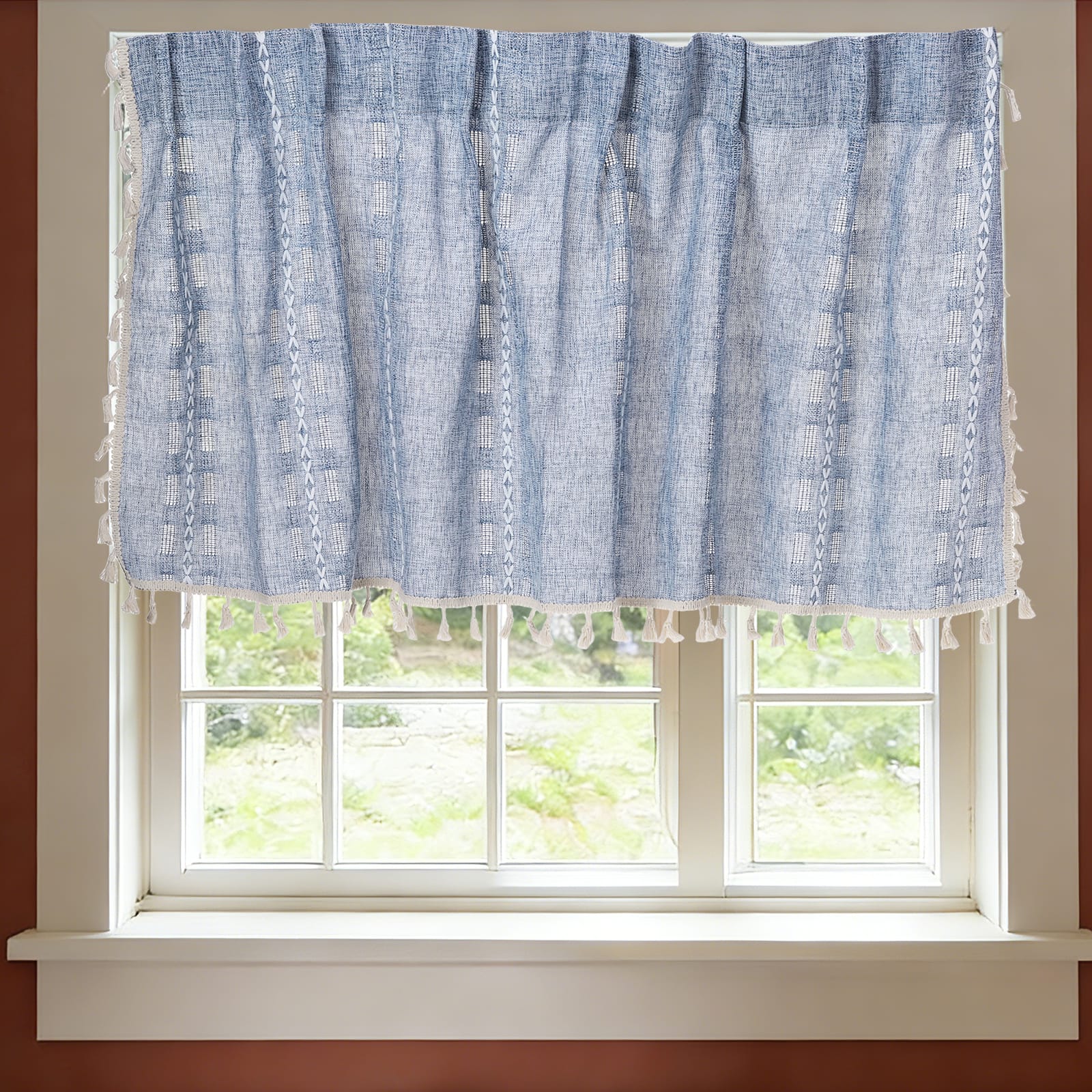 "Unique Bargains - Curtain Valances, 18""x52"" Semi Sheer w/Hook for Small Windows Living/Bed/Bath/Kitchen, Set of 1 Panel - Blue" price history on PriceWatchPro