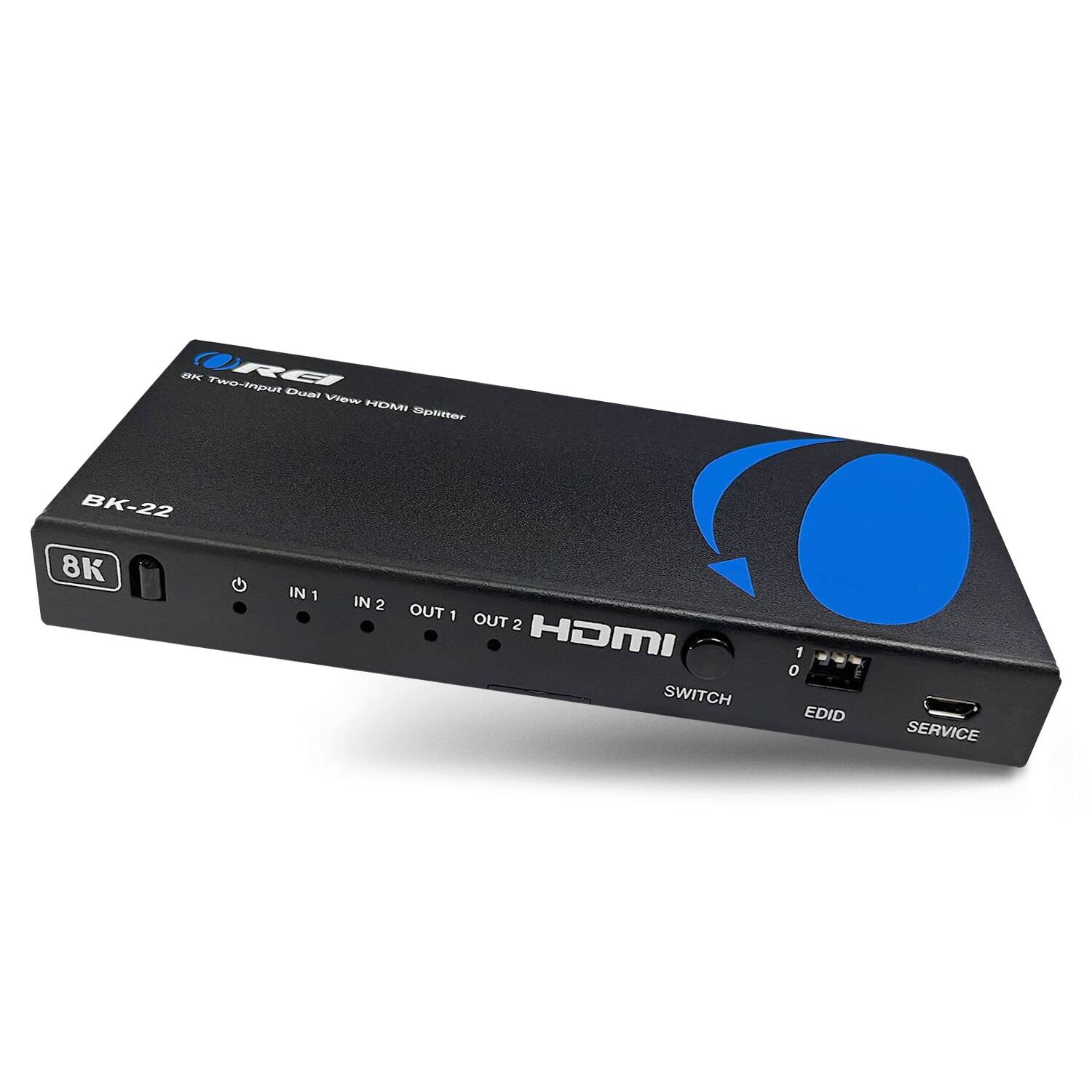 Orei - 8K Dual Input 2-port HDMI™ Splitter-BK-22 - Black & Blue