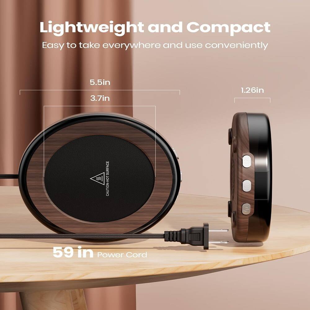 Lightweight and Compact  
Easy to take everywhere and use conveniently  

5.5in  
3.7in  
1.26in  

CAUTION: HOT SURFACE  

59 in Power Cord