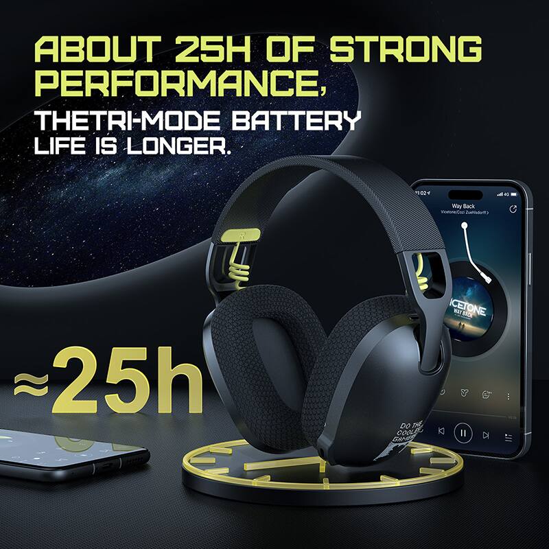 ABOUT 25H OF STRONG PERFORMANCE, THE TRI-MODE BATTERY LIFE IS LONGER.  
25h  
Way Back  
Vicatone Co Znetiebon  
ICETONE WAY BACK  
DO THE COOL II BAN