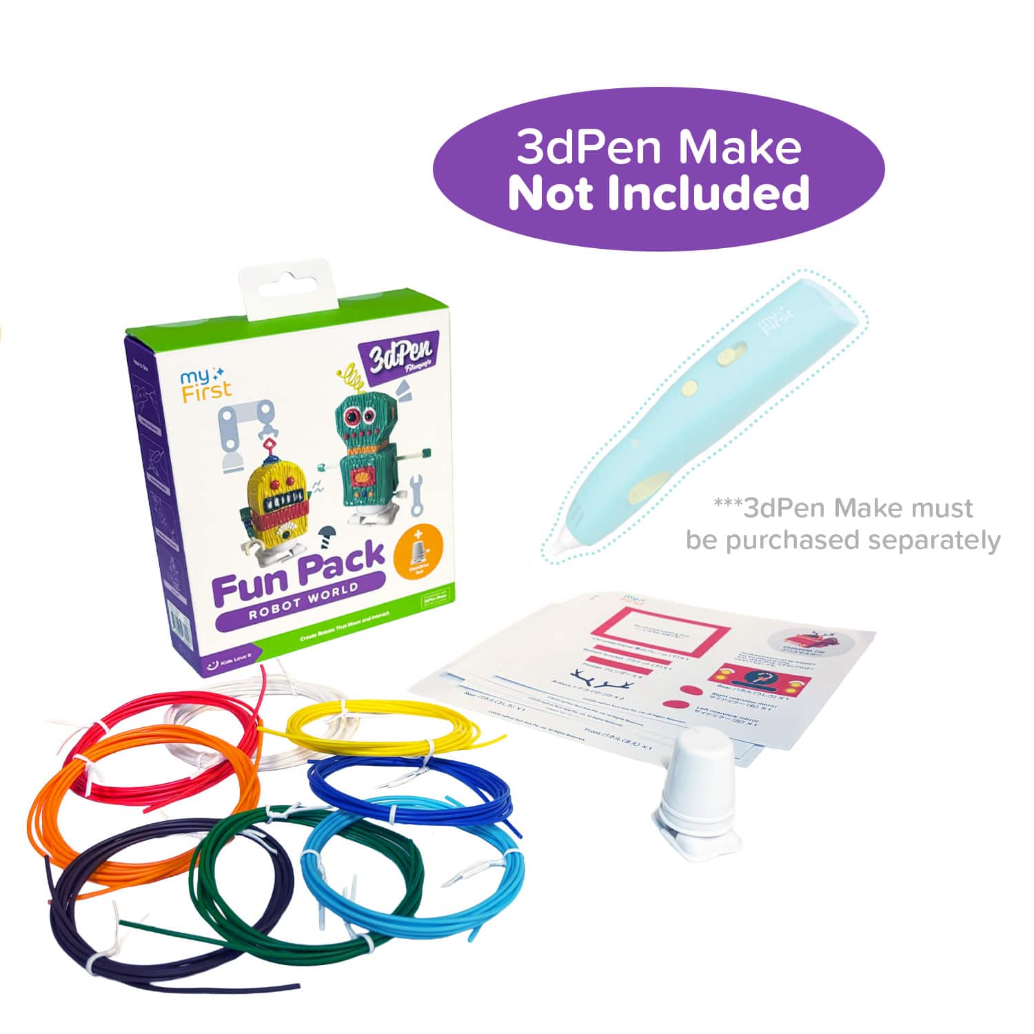 Fun Pack Filament for myFirst 3dPen Make (Robot World) 3dPen is
