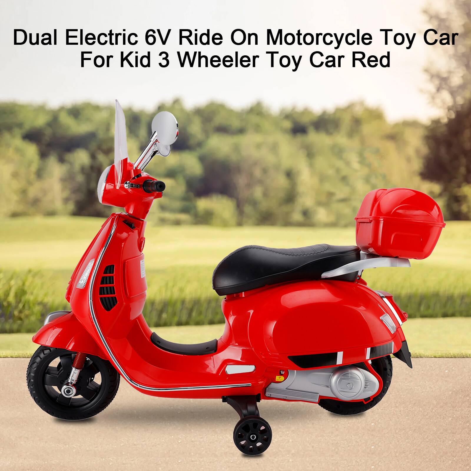 Dual Electric 6V Ride On Motorcycle Toy Car For Kid 3 Wheeler Toy Car Red