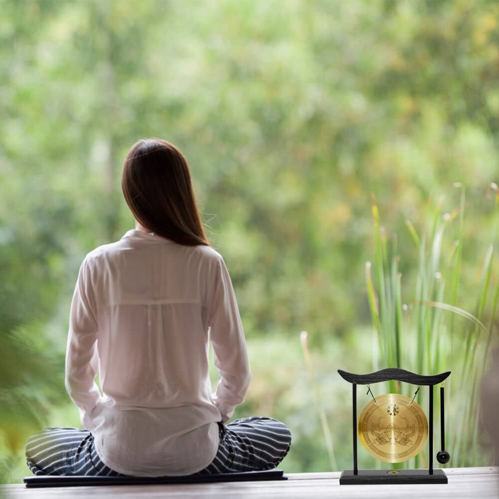 Alt View 4. Refined Abode Design - Brass Feng Shui Gong Desk Zen Decor 7.5" Lucky Housewarming Gift - Double Dragon.