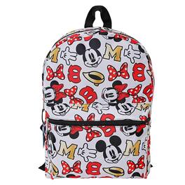 Disney - Mickey Minnie Mouse All Over Print 16" Backpack w/ Front Pocket White - Assorted Pre-Pack