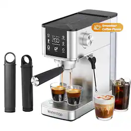 Waterdrop - MC-02M Semi-Automatic Espresso Machine, 20 Bar Pressure, Magnesium Enhanced, EXTRA MCF-52-CM Filter - Silver