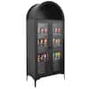 Front. VEVOR - Arched Display Cabinet with Glass Doors, 70 in Tall Curio Cabinet, 4-Tier Display Case - Black.