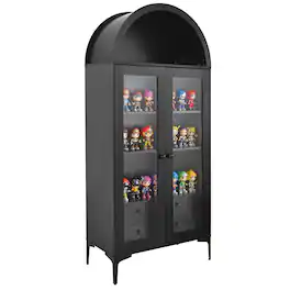 VEVOR - Arched Display Cabinet with Glass Doors, 70 in Tall Curio Cabinet, 4-Tier Display Case - Black