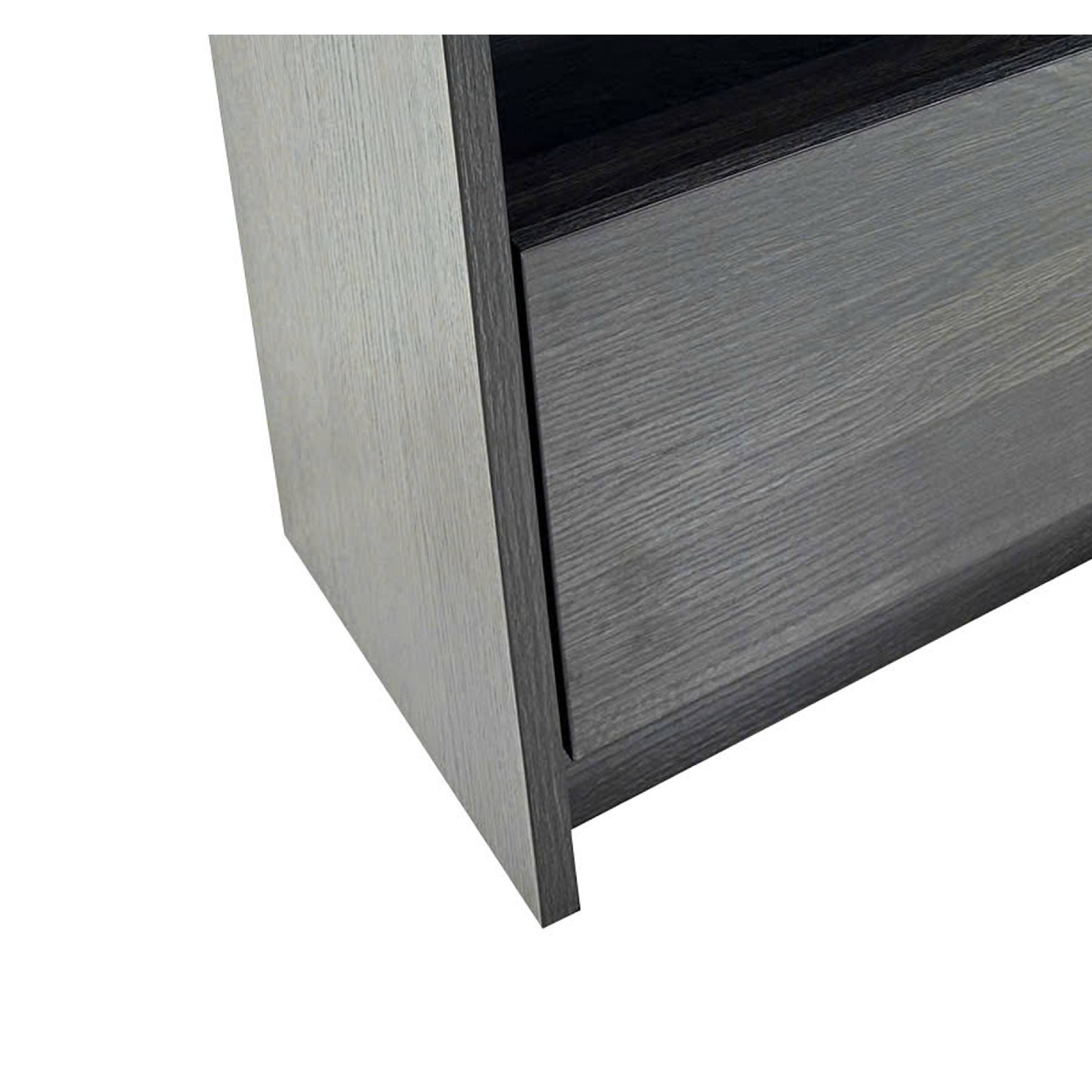 Alt View 1. Manhattan Lane - Roby Nightstand, Raised Border Top, Storage Shelf and Drawer - Dark Gray.