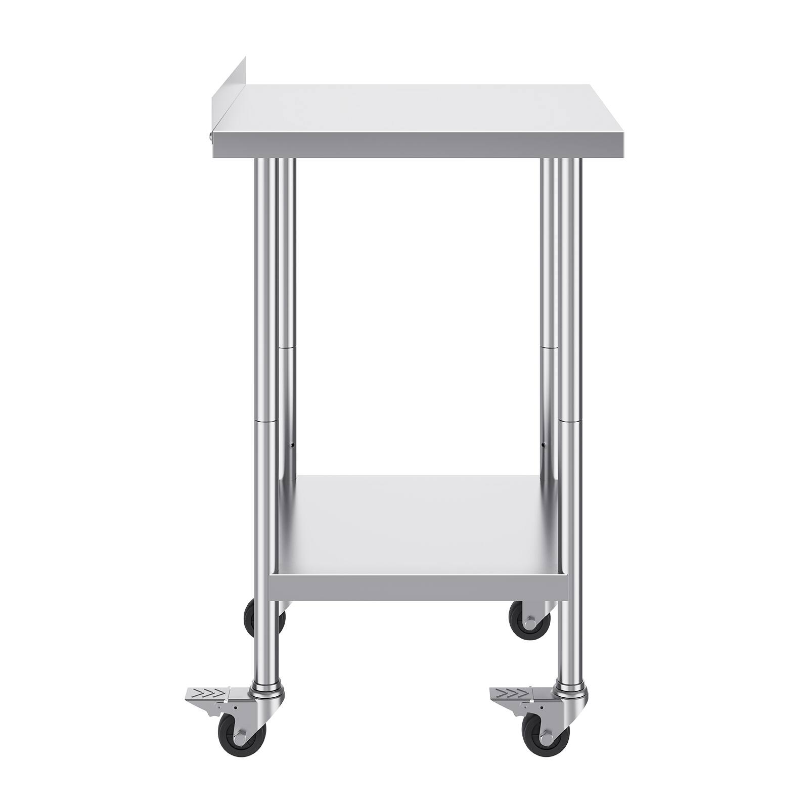 Alt View 5. VEVOR - 24 x 24 x 40 Inch Stainless Steel Work Table, Commercial Food Prep Worktable with Casters, Heavy Duty Prep Worktable - Silver.