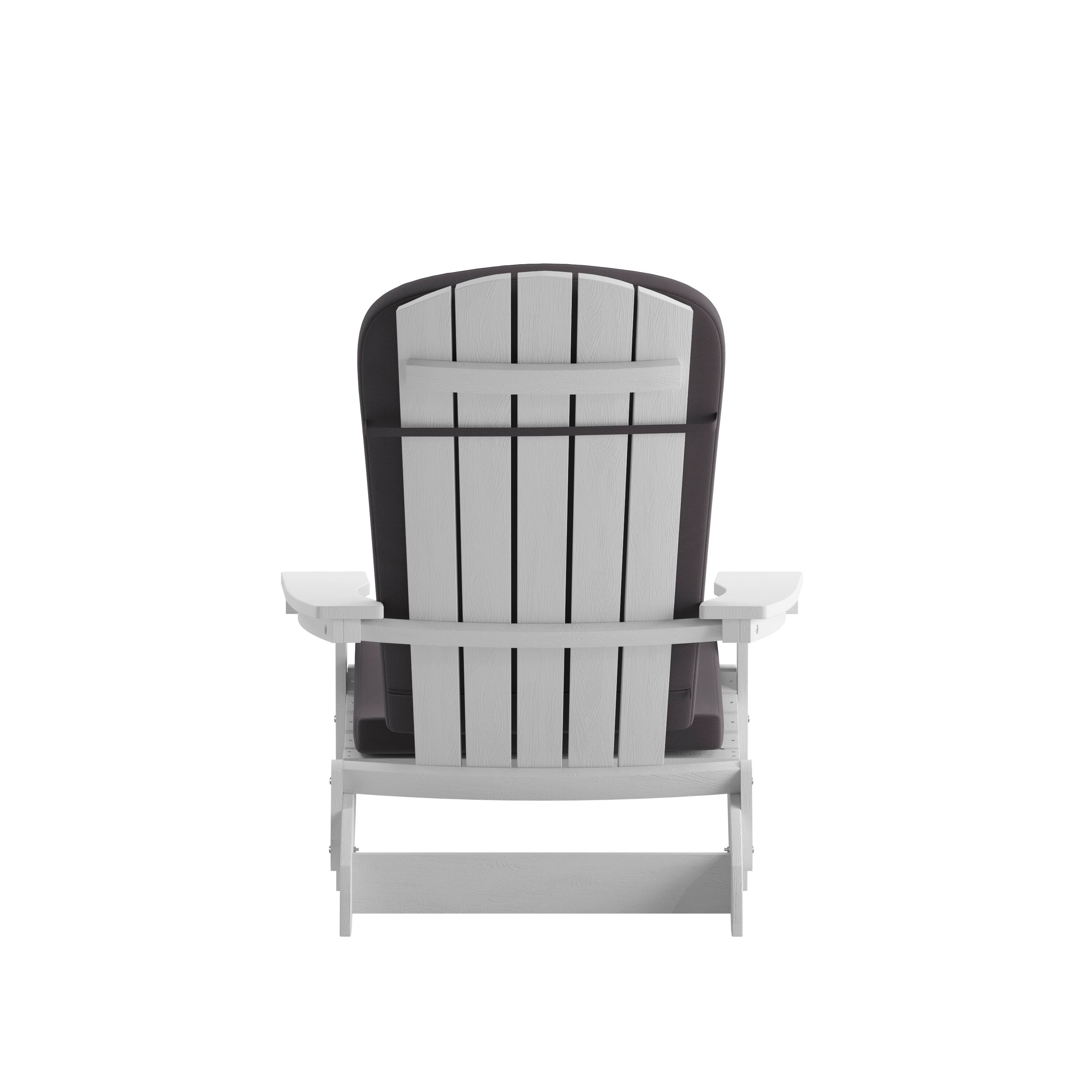 Alt View 10. Emma + Oliver - Haven Set of Two All-Weather Poly Resin Folding Adirondack Chairs for Indoor/Outdoor Use - Gray Cushions/White Frame.