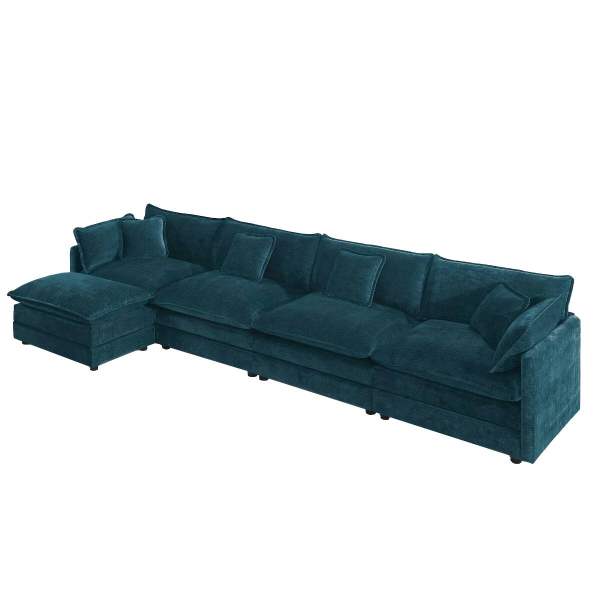 Angle. Ropilly - Ropilly Modular Sectional Sofa Blue Chenille U Shaped Sectional Couch with Ottoman - Blue.