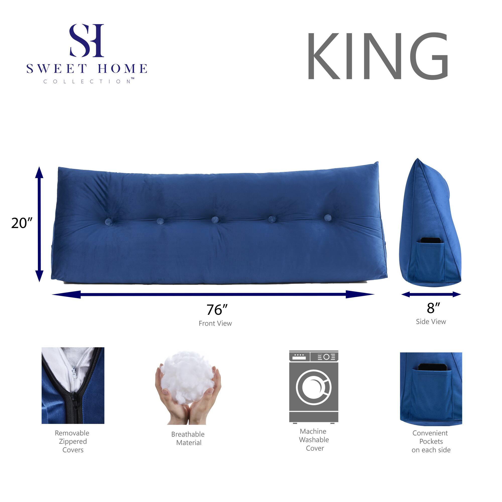 SWEET HOME COLLECTION KING  
20" Front View  
76" Side View  
8"  
EO  
Removable Zippered Covers  
Breathable Material  
Machine Washable Cover  
Convenient Pockets on each side