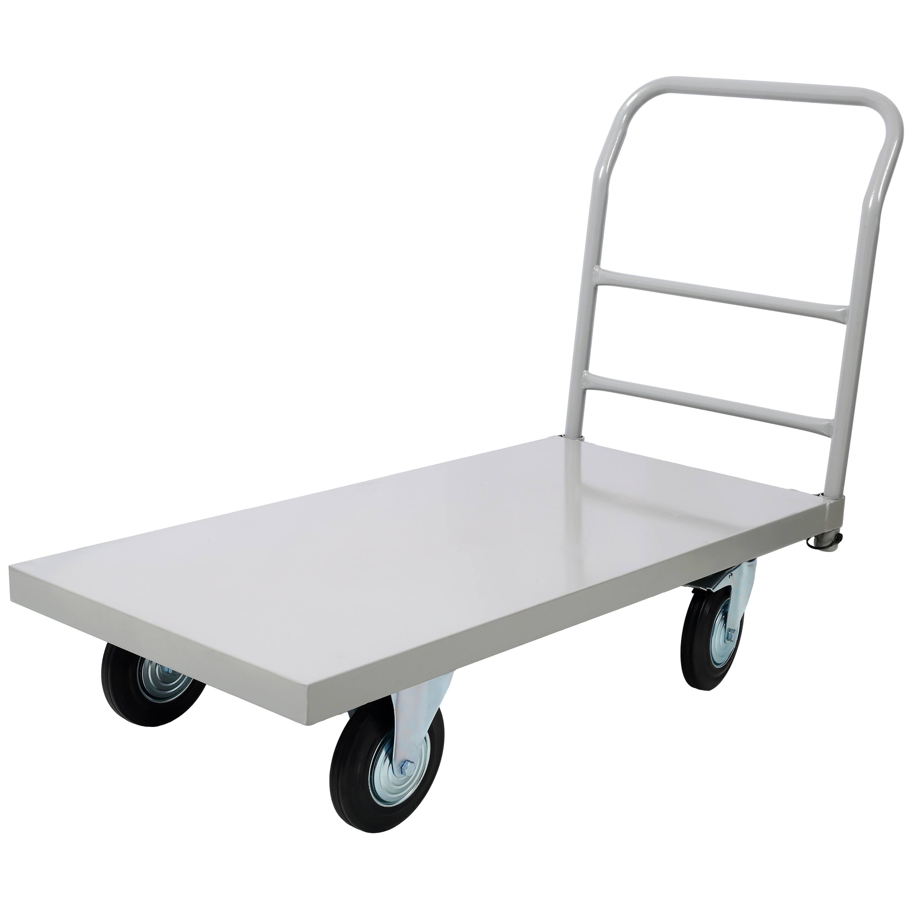 Back. LOVMOR - 24 x 48 in. Platform Truck Flatbed Cart with Wheels, 2000-Lb Capacity - Gray.