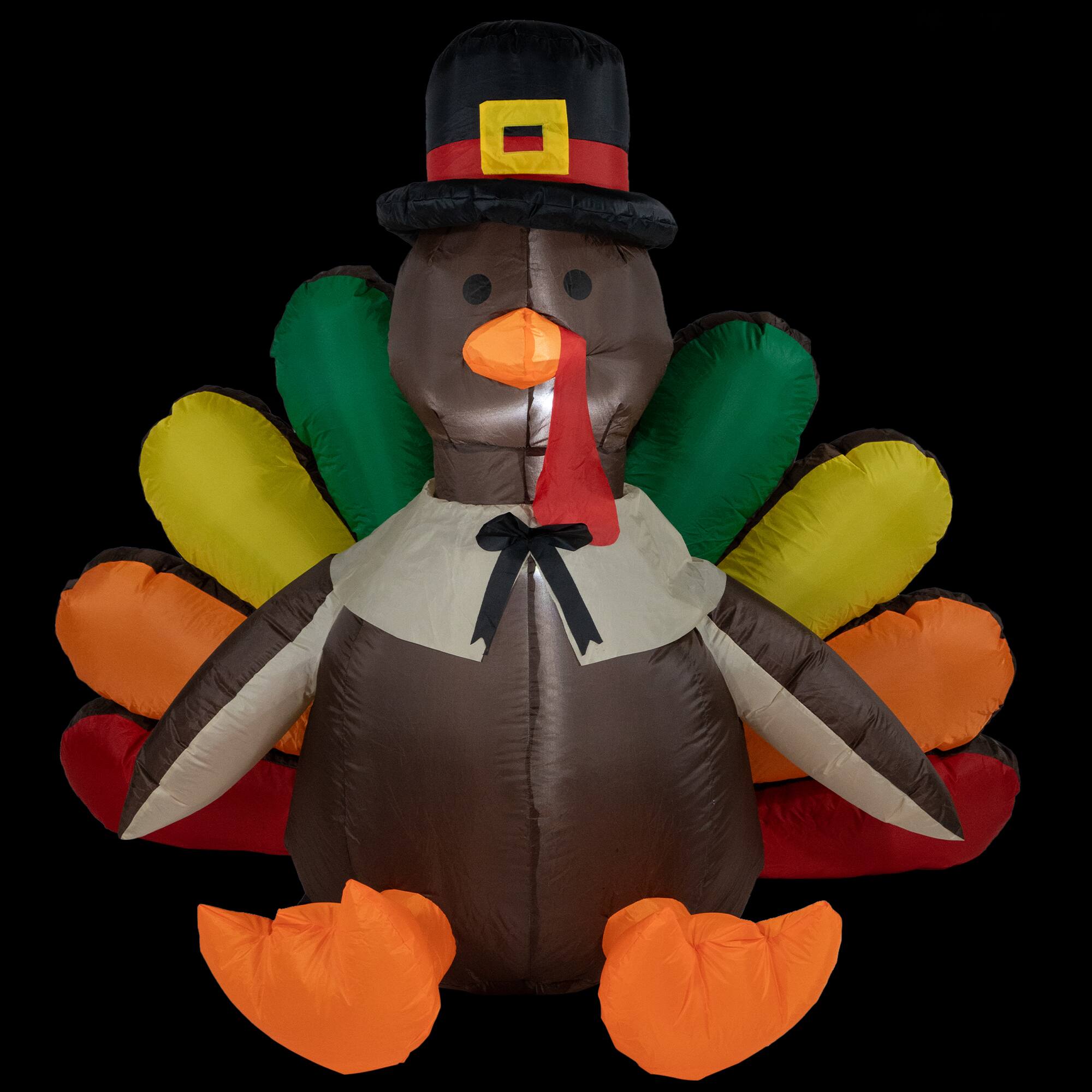 Alt View 5. Northlight - Pre-Lit Pilgrim Turkey Inflatable Thanksgiving Outdoor Yard Decoration - 6' - Multi.