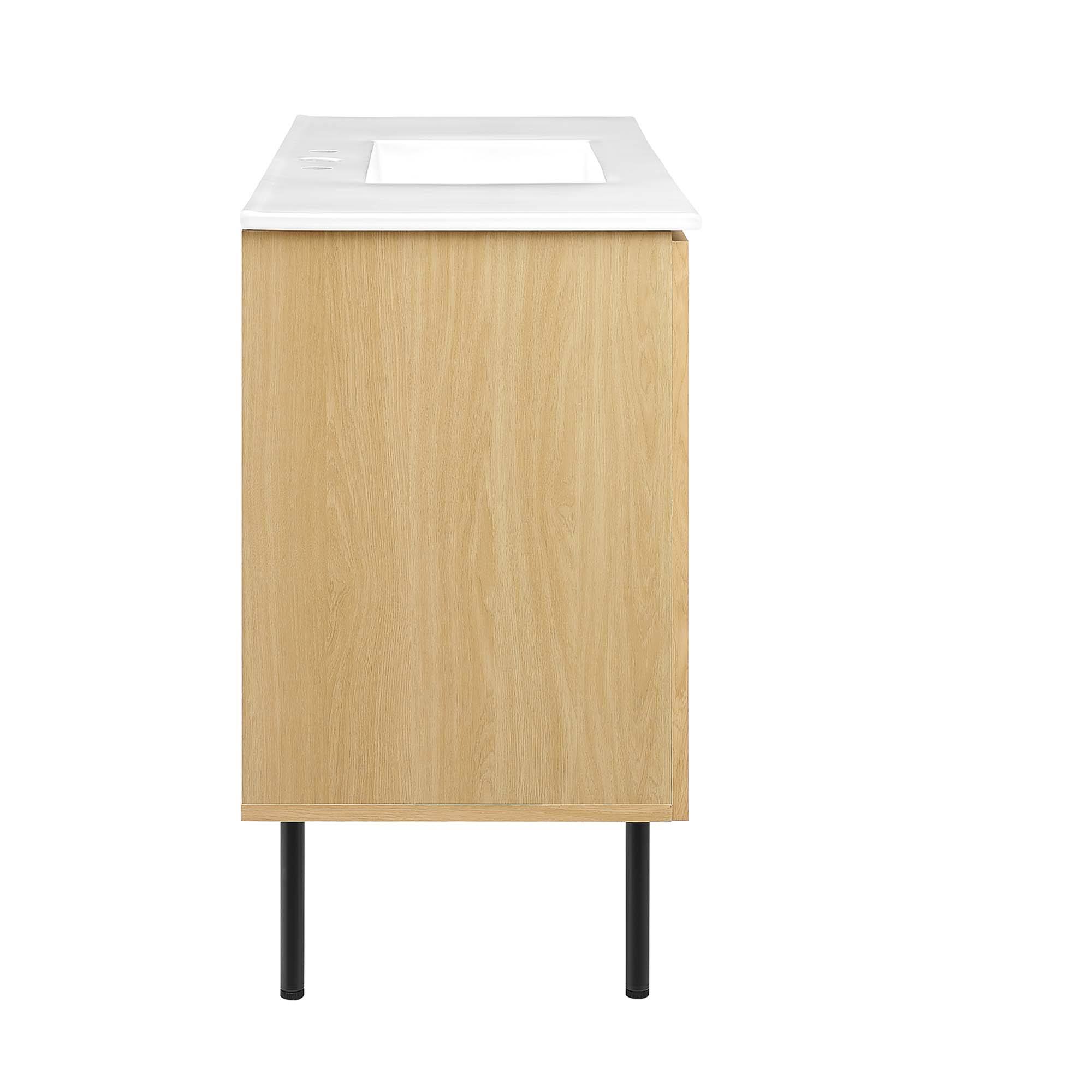 Alt View 4. Modway - Chaucer 48" Bathroom Vanity with White Basin Included by Modway - Oak White.