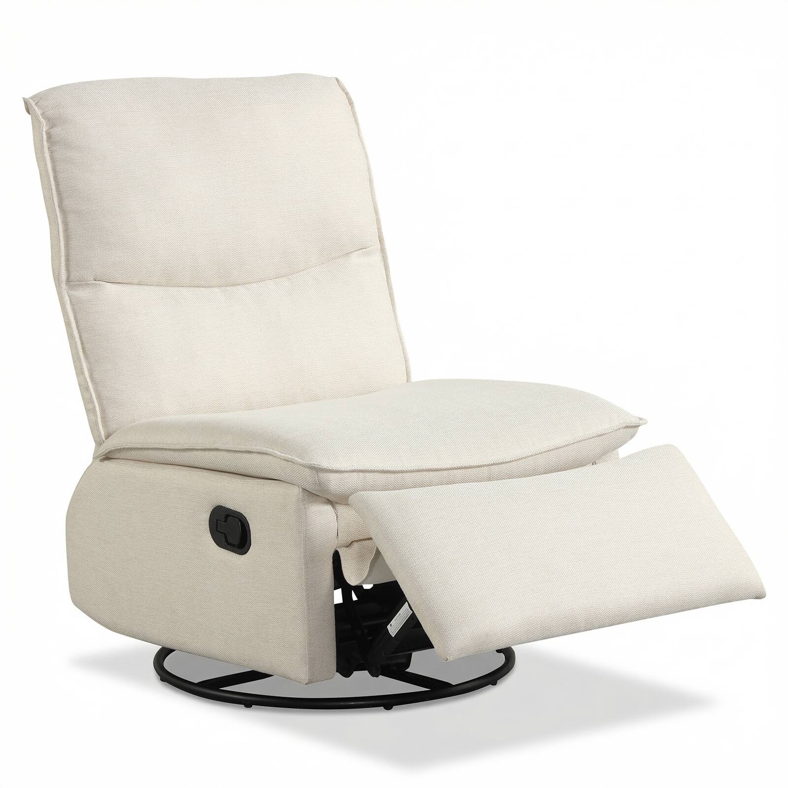 Alt View 8. Gymax - Gymax 360-Degree Nursery Reclining Rocker Chair w/Cushioned Back Seat Footrest for Bedroom Beige - Beige.