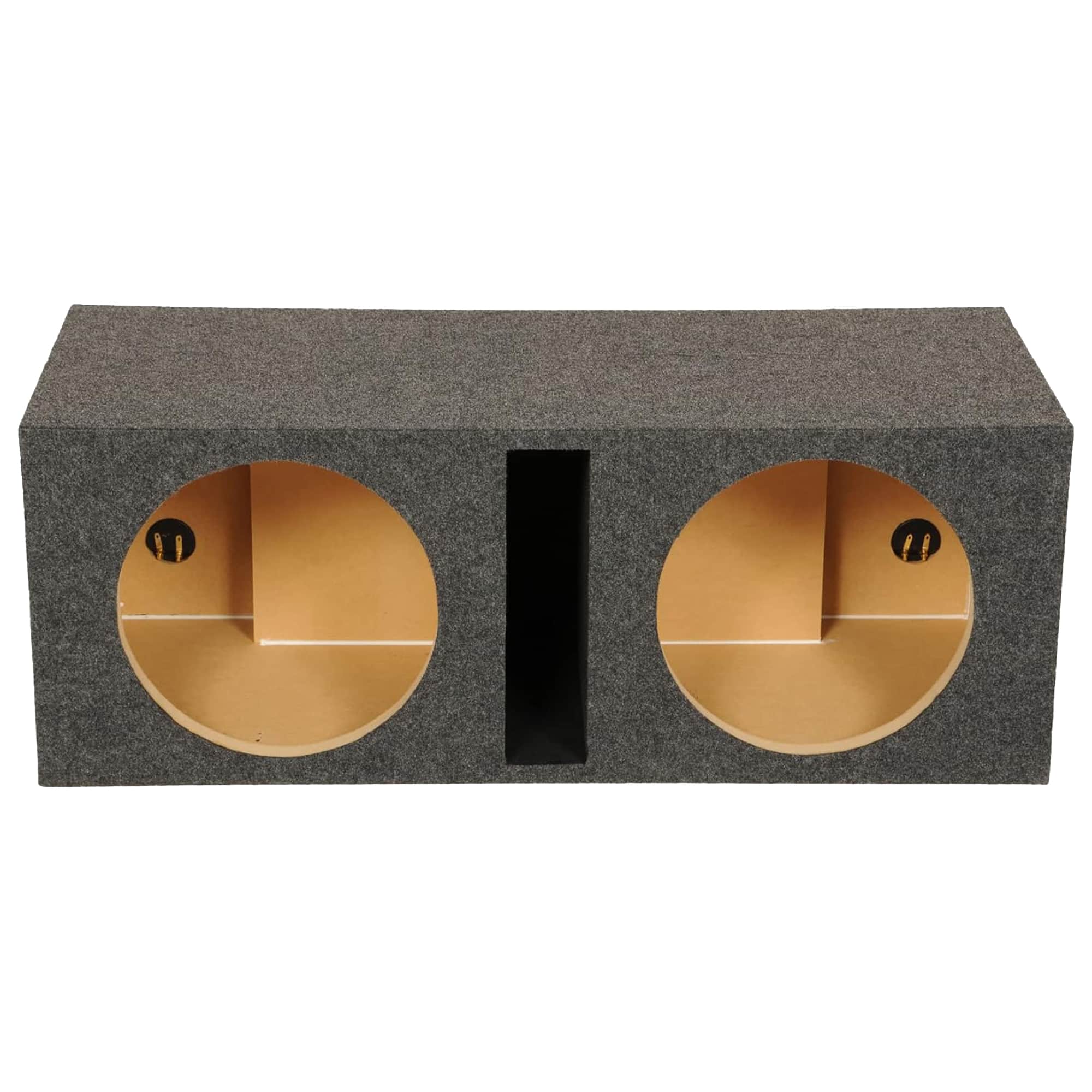 QPower - QBASS Dual 15-Inch Vented MDF Subwoofer Sub Box Enclosure - Charcoal Gray