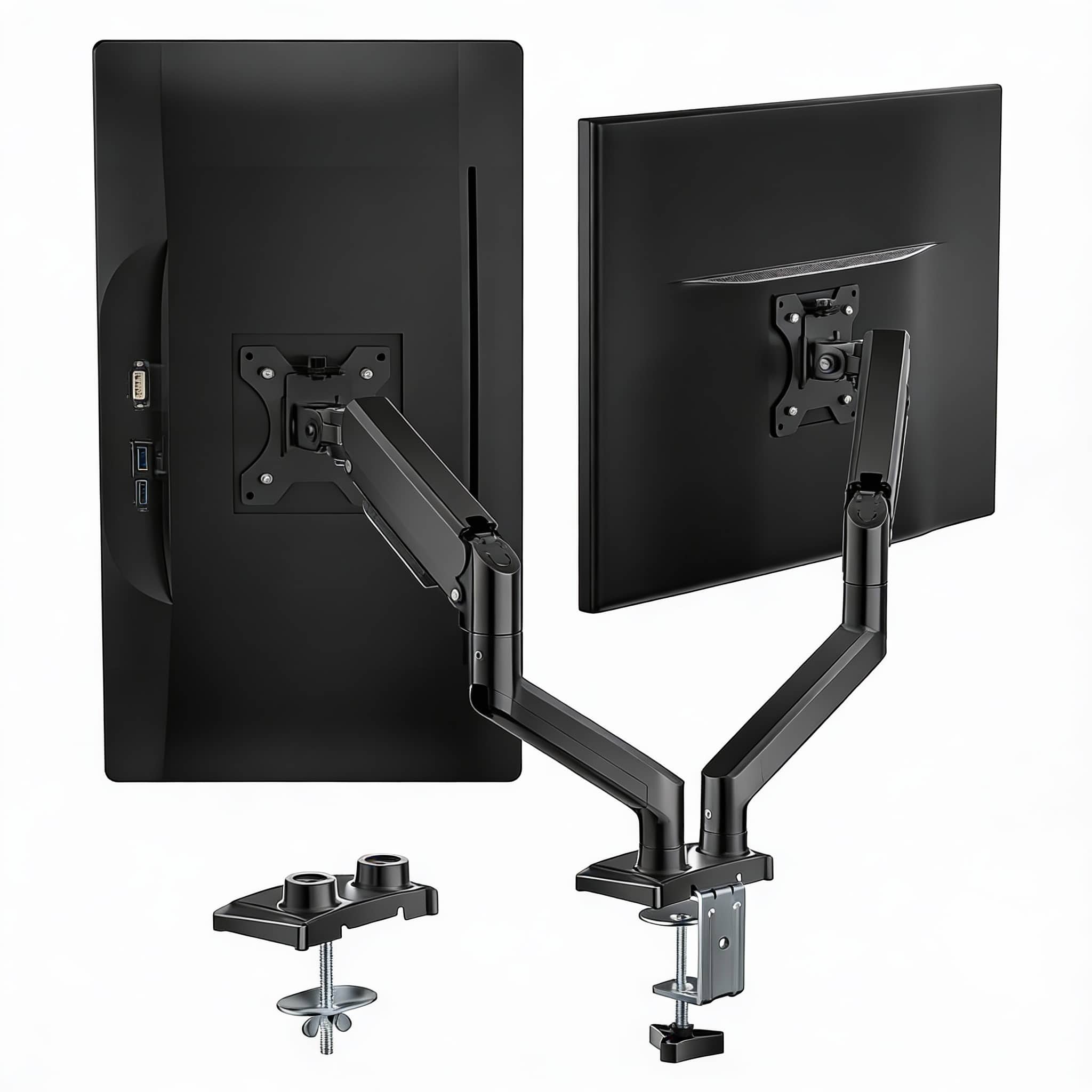 Frangdom - Monitor Stand Gas Spring Arm - Black Dual Arms 17-32" 22 lbs