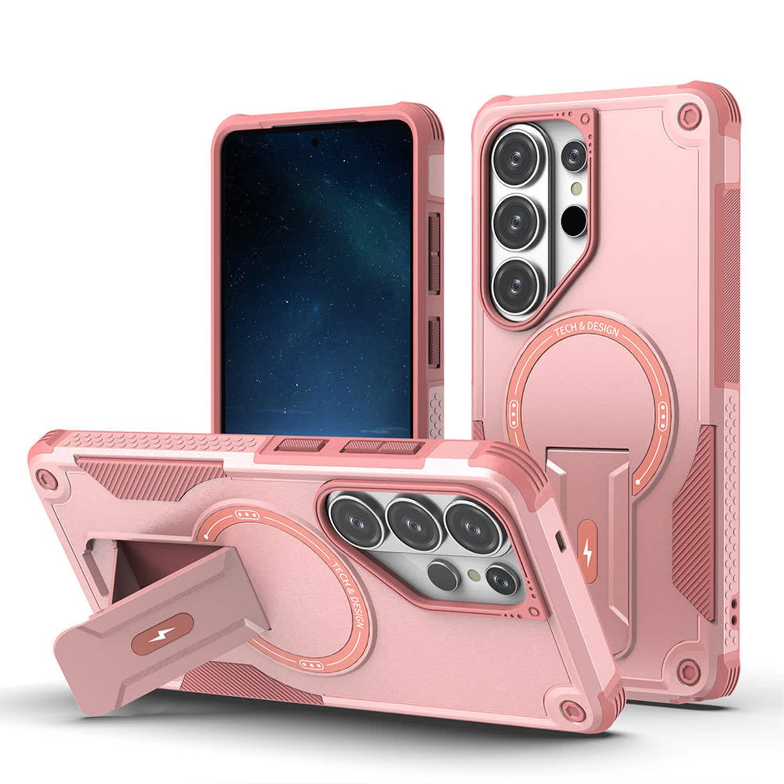 UUCOVER - Magnetic Rugged Case for Samsung Galaxy S26 Ultra with Kickstand, Support MagSafe Shockproof Hybrid Protective Cover - Pink