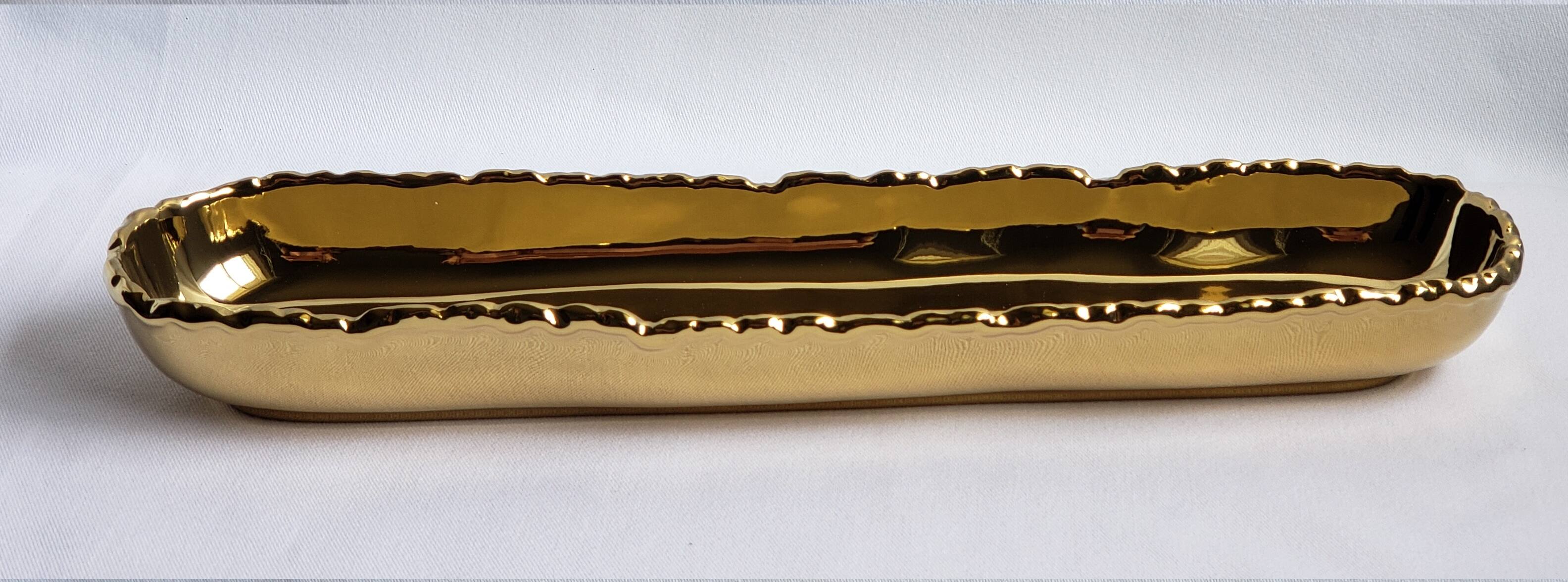 Angle. Jiallo - Rock Cracker Tray 14" - Gold.