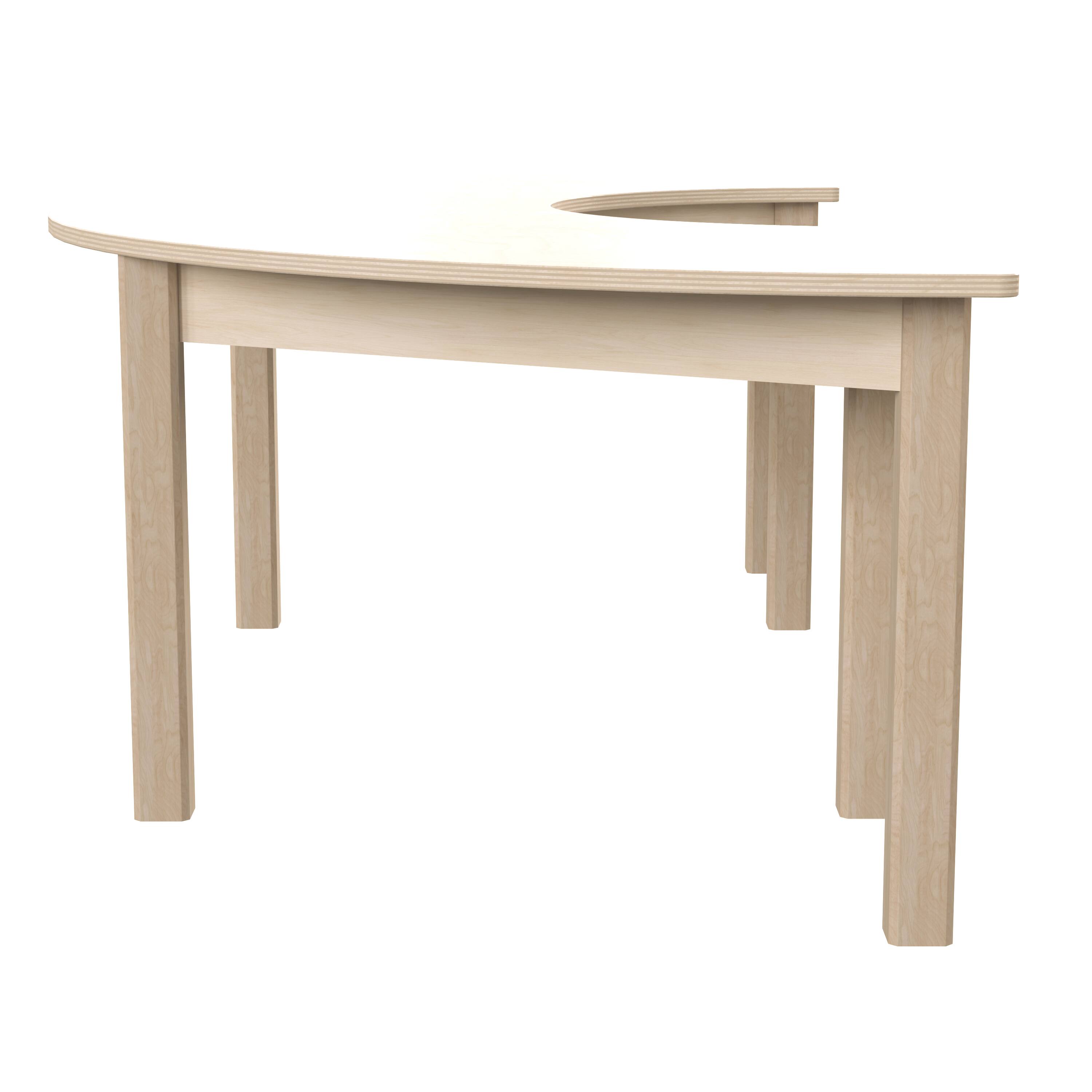 Left. Flash Furniture - Bright Beginnings Commercial Grade Wooden Half Circle Preschool Classroom Activity Table, (29.5"W x 59"D x 18"H), Beech - Natural.