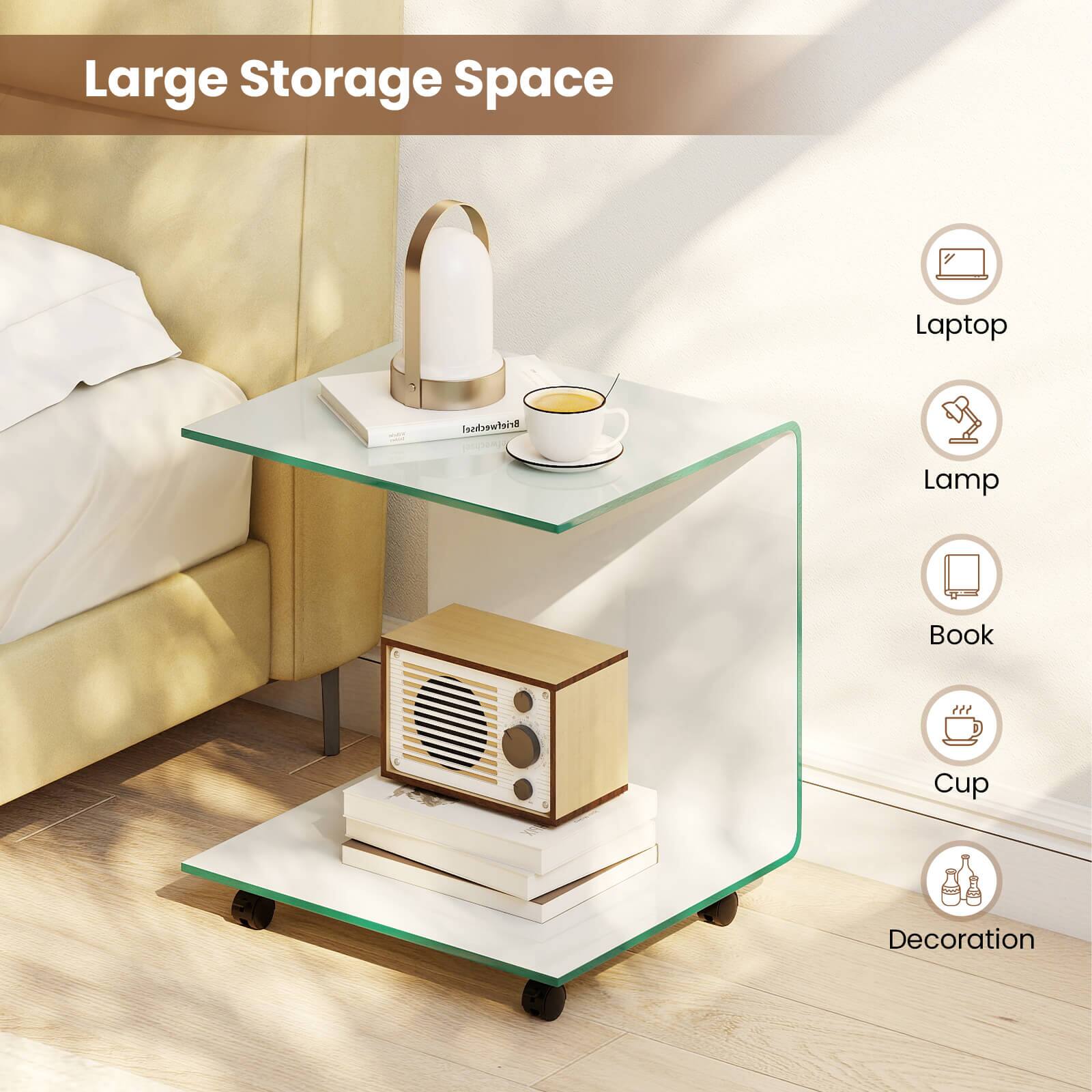 Large Storage Space

- Laptop
- Lamp
- Book
- Cup
- Decoration