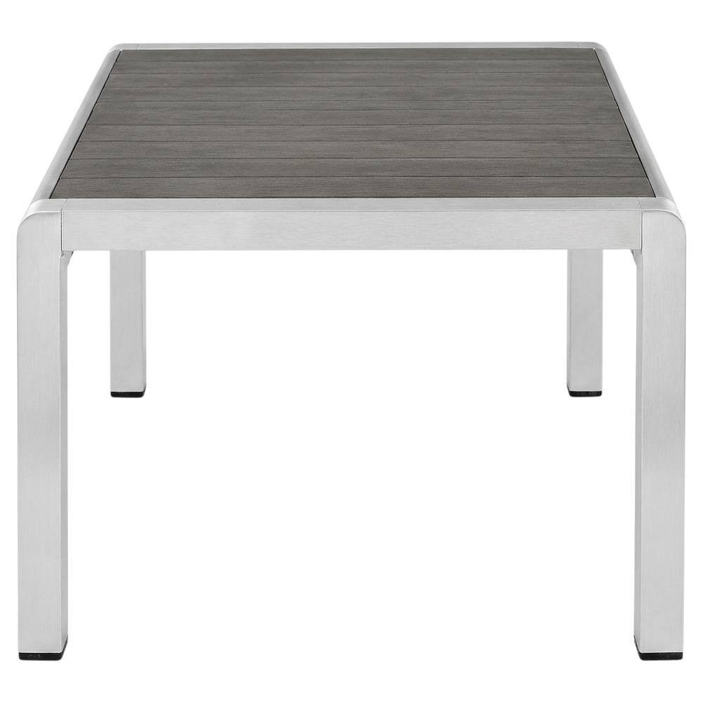 Front. Outdoor Escape - Aluminum Outdoor Coffee Table With Modern Design And Sturdy Base - Gray.