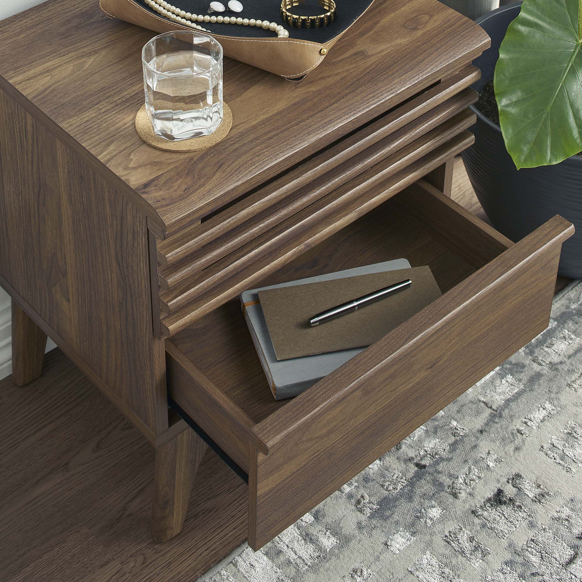 Back. Modway - Render Nightstand by Modway - Walnut.