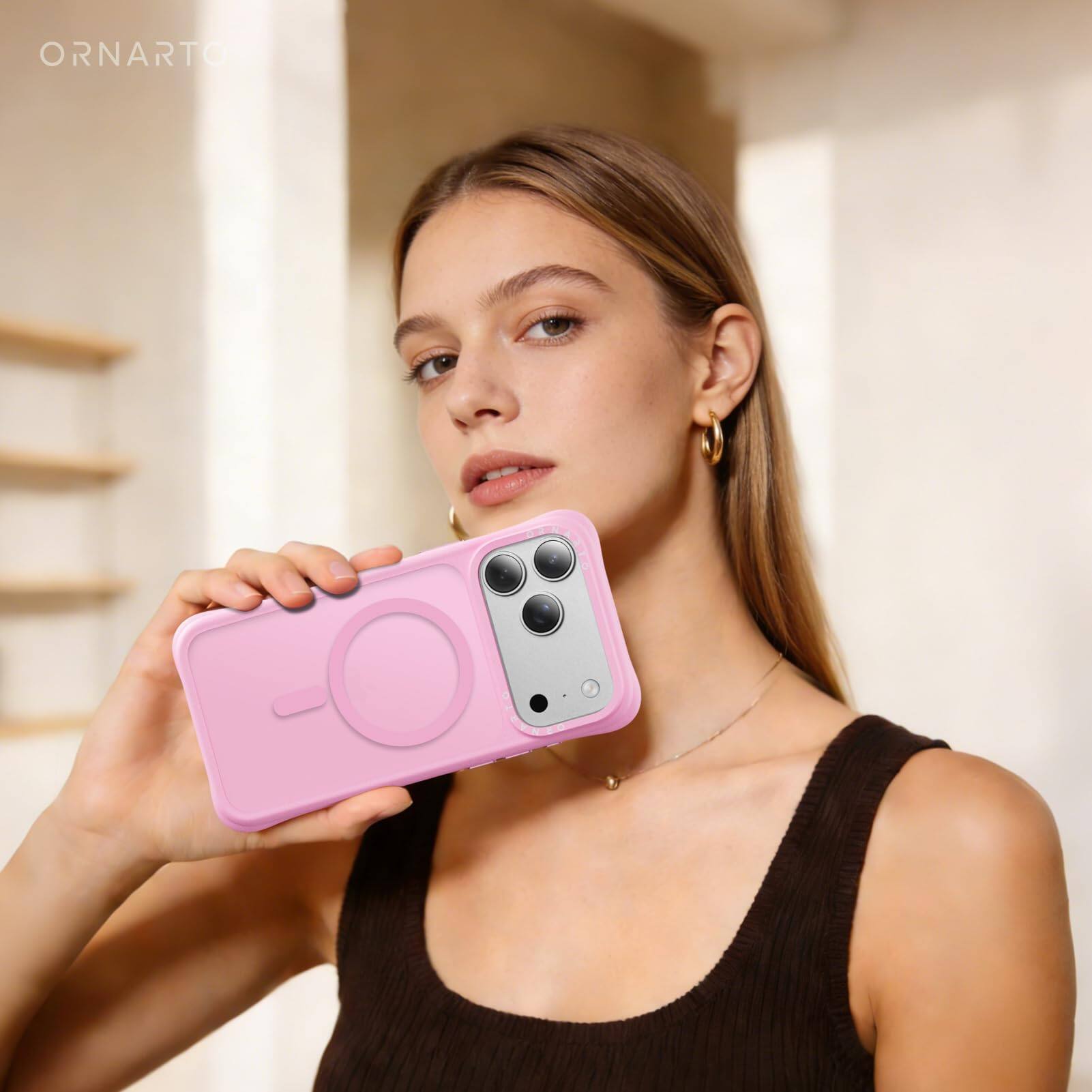Alt View 7. Ornarto - ORNARTO Magnetic for iPhone 17 Pro Case 6.3", Compatible with MagSafe | Slim Translucent Matte Cover-Ballet Blush - Ballet Blush.