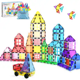 PicassoTiles - PICASSO-TILES Magnetic Tiles for Kids, 61PCS Construction STEM Building Blocks Educational Toy - Multicolor