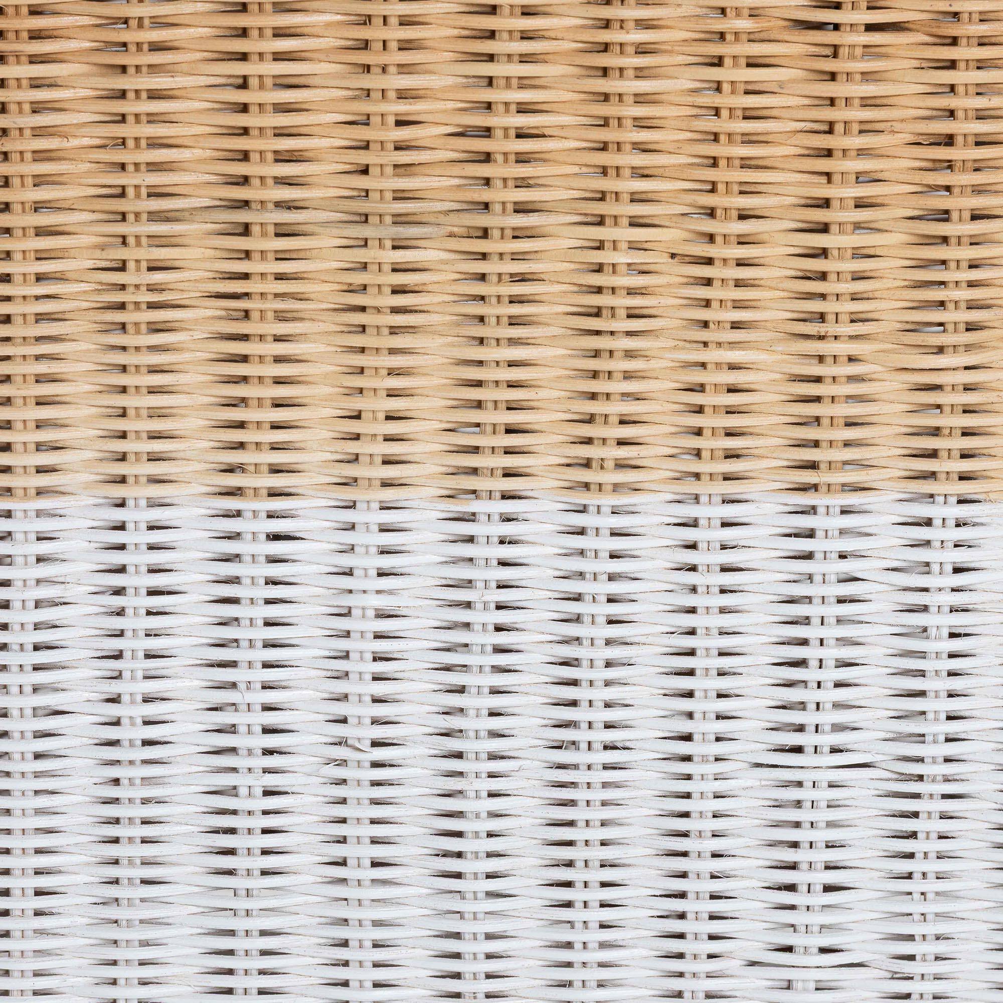 Alt View 2. bali & pari - bali & pari Palm Scallop Natural Rattan Console Table - Handwoven Wicker Accent Table, Rectangle 36", White/Natural - Natural Brown/White.