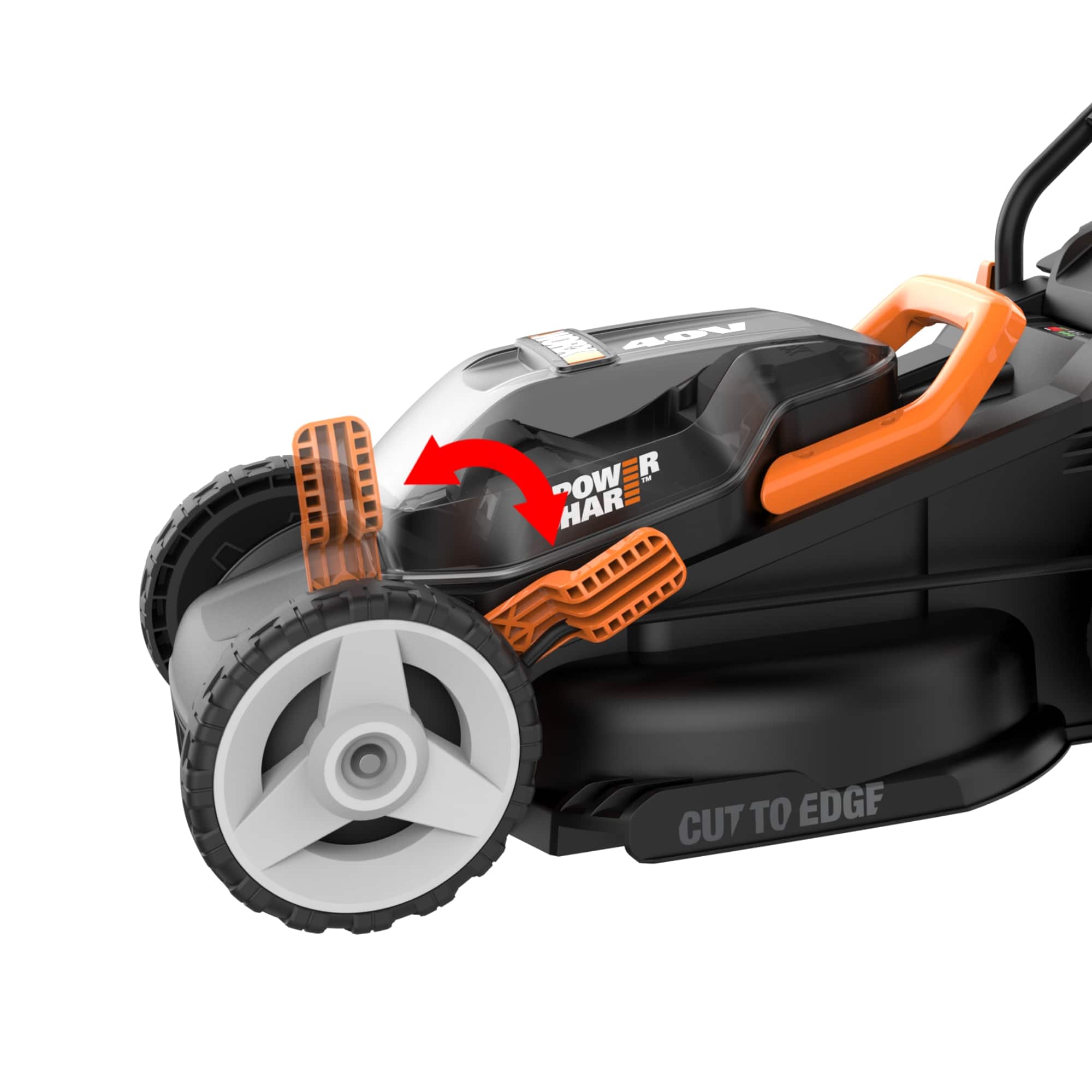 Alt View 12. WORX - WG779 40V 14" Lawn Mower with Grass Collection Bag and Mulcher (2 x 4.0 Ah Batteries and 1 x Charger) - Black.