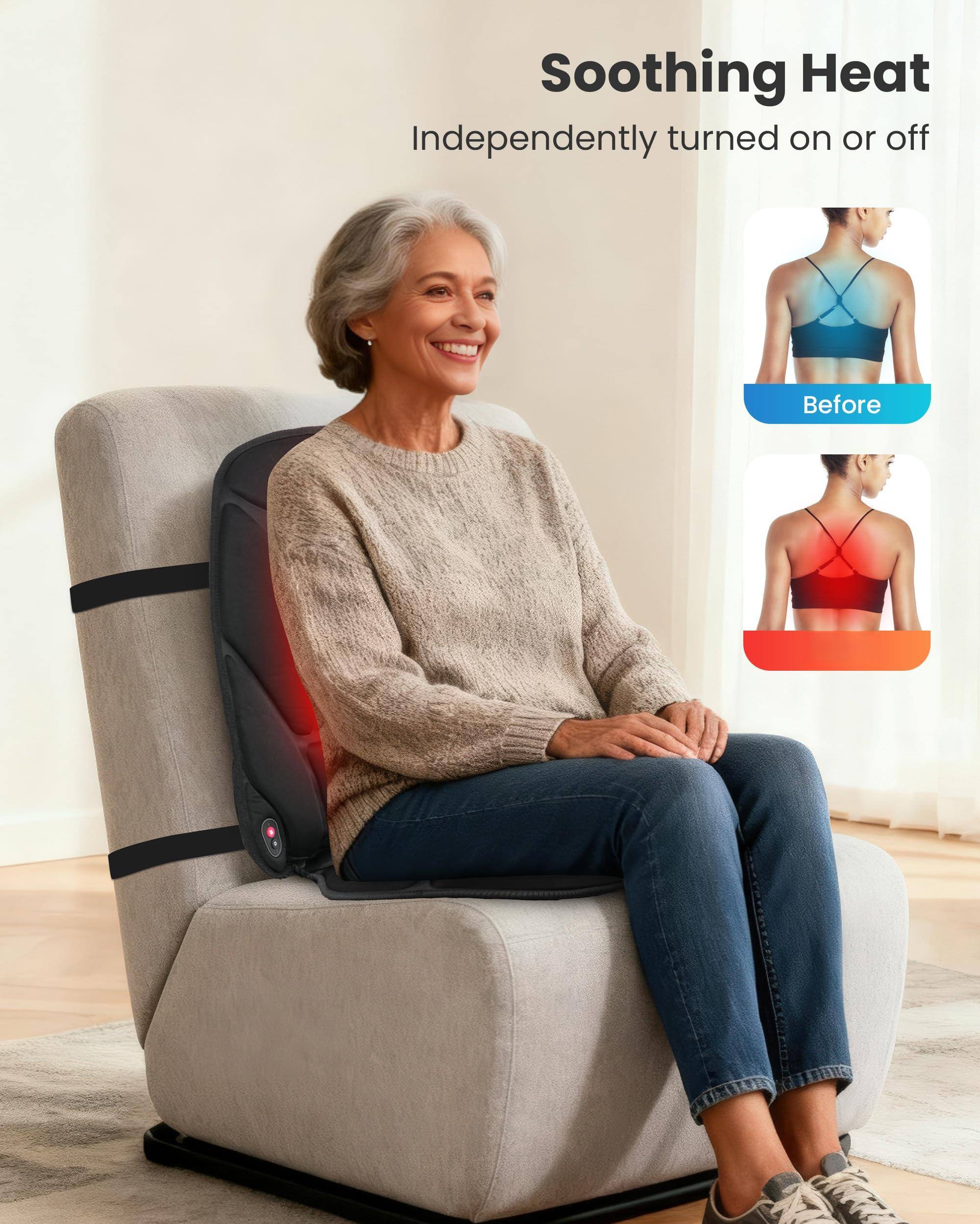 Soothing Heat  
Independently turned on or off  

Before