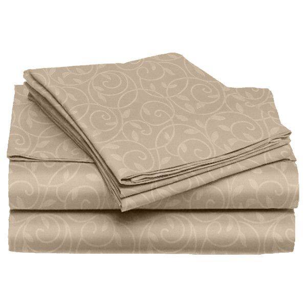Angle. Plazatex - 1800 Series Vine Embossed Wrinkle Resistant Sheet 4pc SetKing - Ivory - Ivory.