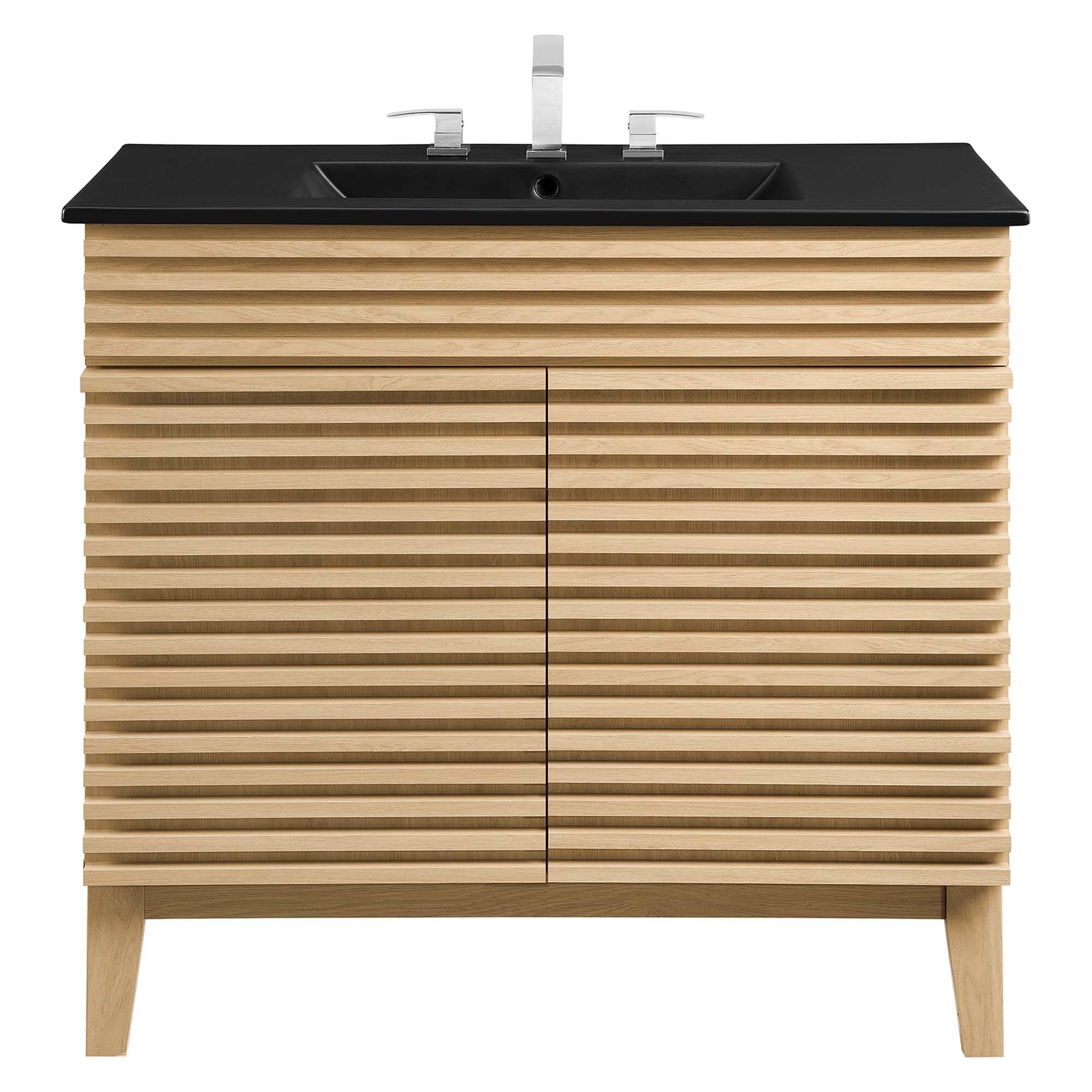 Alt View 2. Modway - Render Bathroom Vanity with Black Basin Included - Oak Black.