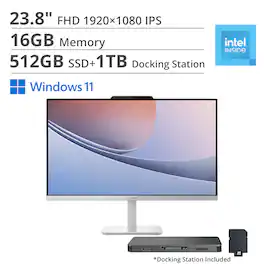 Lenovo - A100 23.8" Full HD All-In-One - Intel Processor N100 - 16GB Memory - 512GB SSD - Cloud Grey