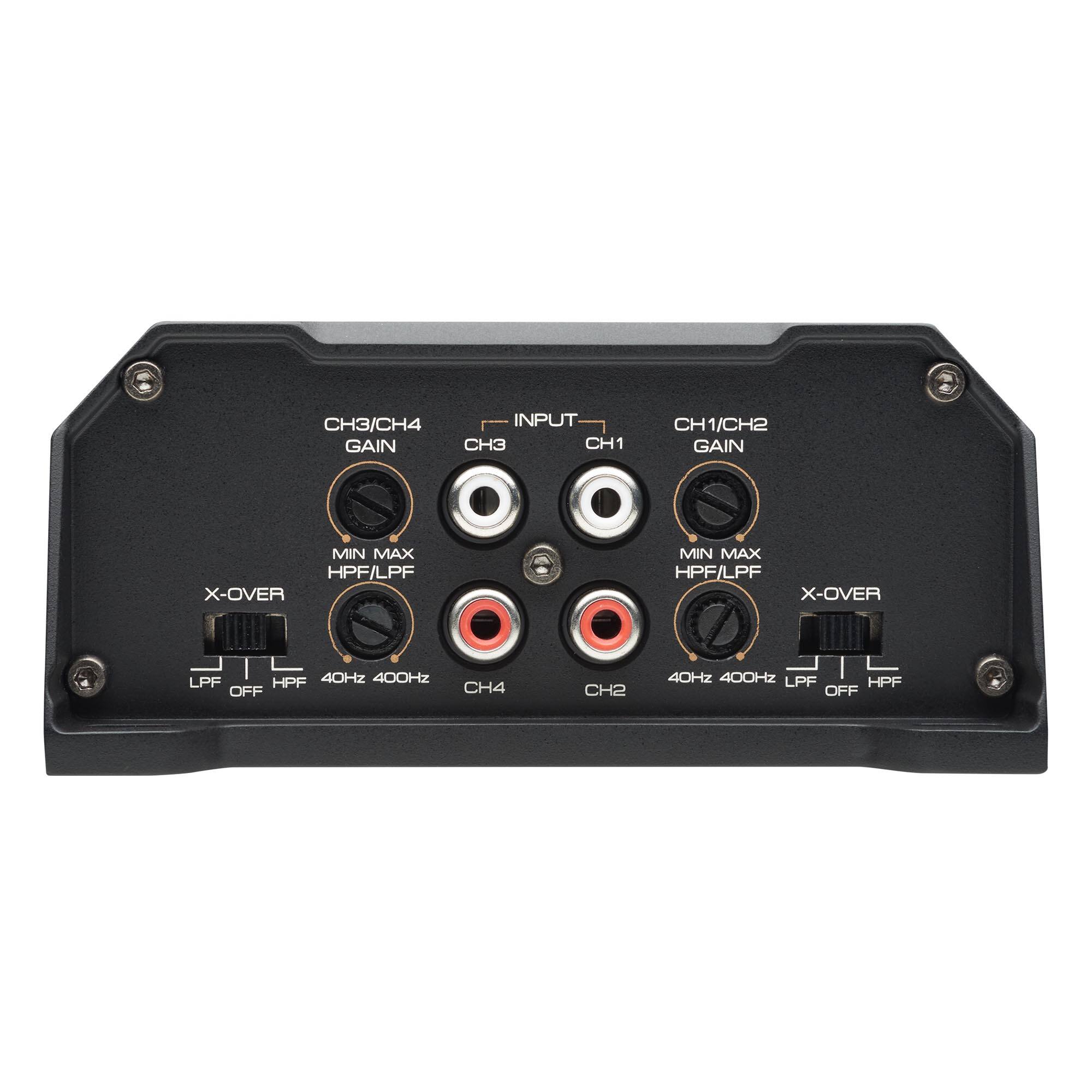 CH3/CH4 GAIN  
CH3  
MIN MAX HPF/LPF X-OVER  
40Hz 400Hz  
LPF HPF OFF  

CH1/CH2 GAIN  
CH1  
MIN MAX HPF/LPF X-OVER  
40Hz 400Hz  
LPF HPF OFF  

CH4  
CH2