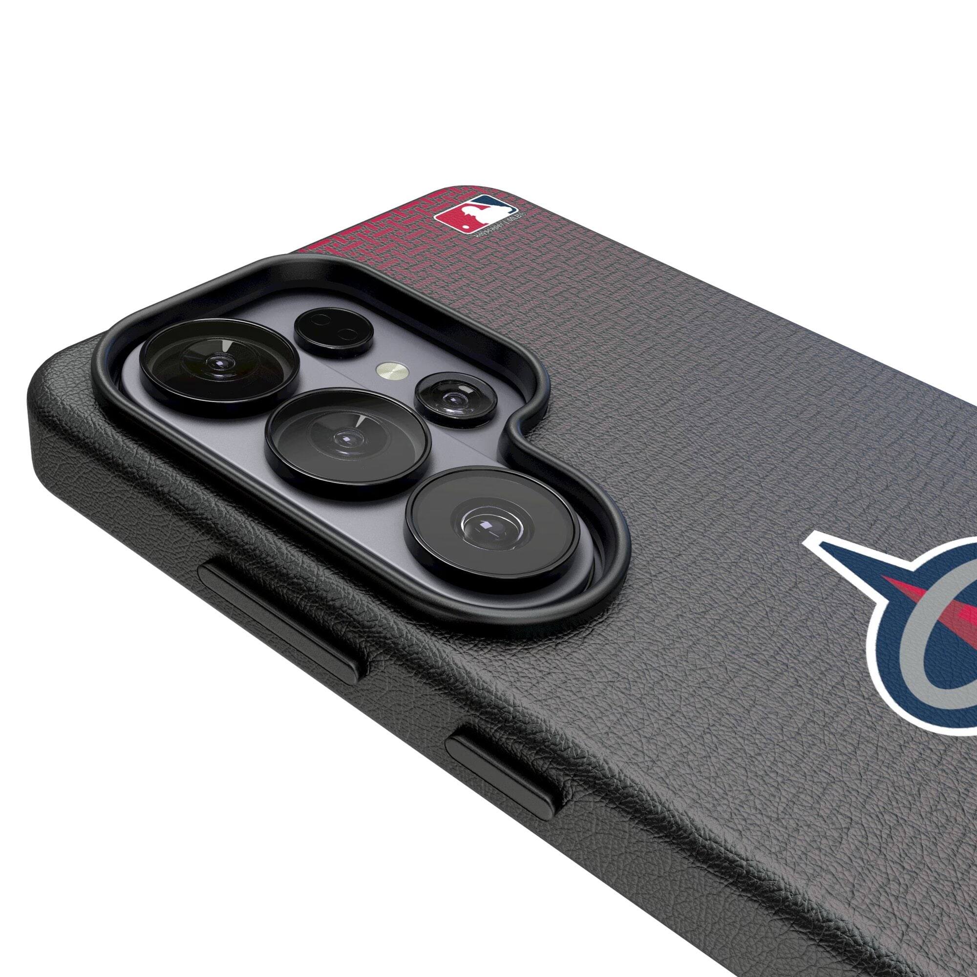 Alt View 2. Keyscaper - Los Angeles Angels Linen Galaxy Magnetic Bump Case - S24 Ultra - Black.