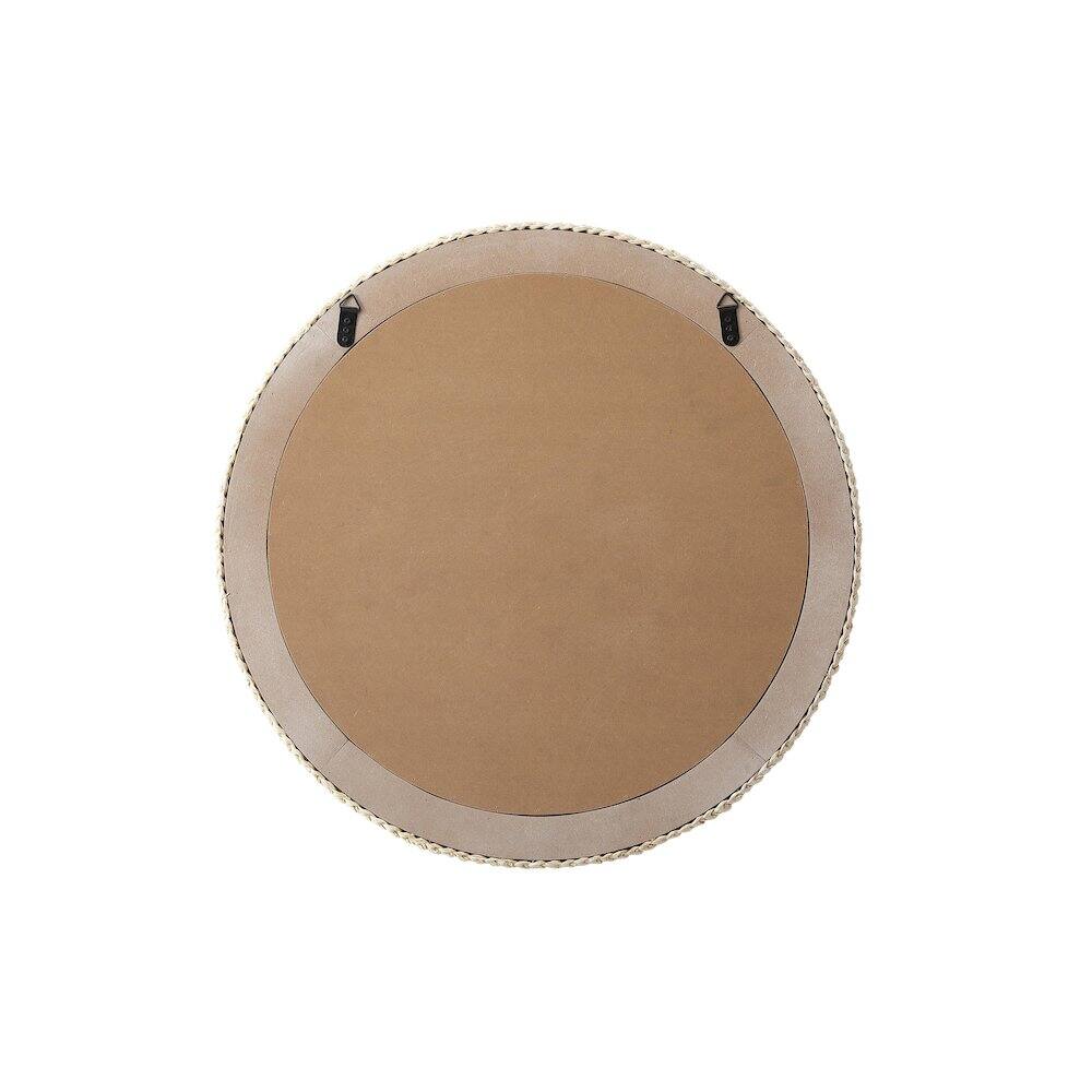 Angle. Elegant Decor - Round Cornhusk Mirror 30x30 in Linen White - Linen White.