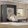 Whisen - Full Size Murphy Bed Frame with Wardrobe and Drawers, Foldable Storage Cabinet Bed - Gray
