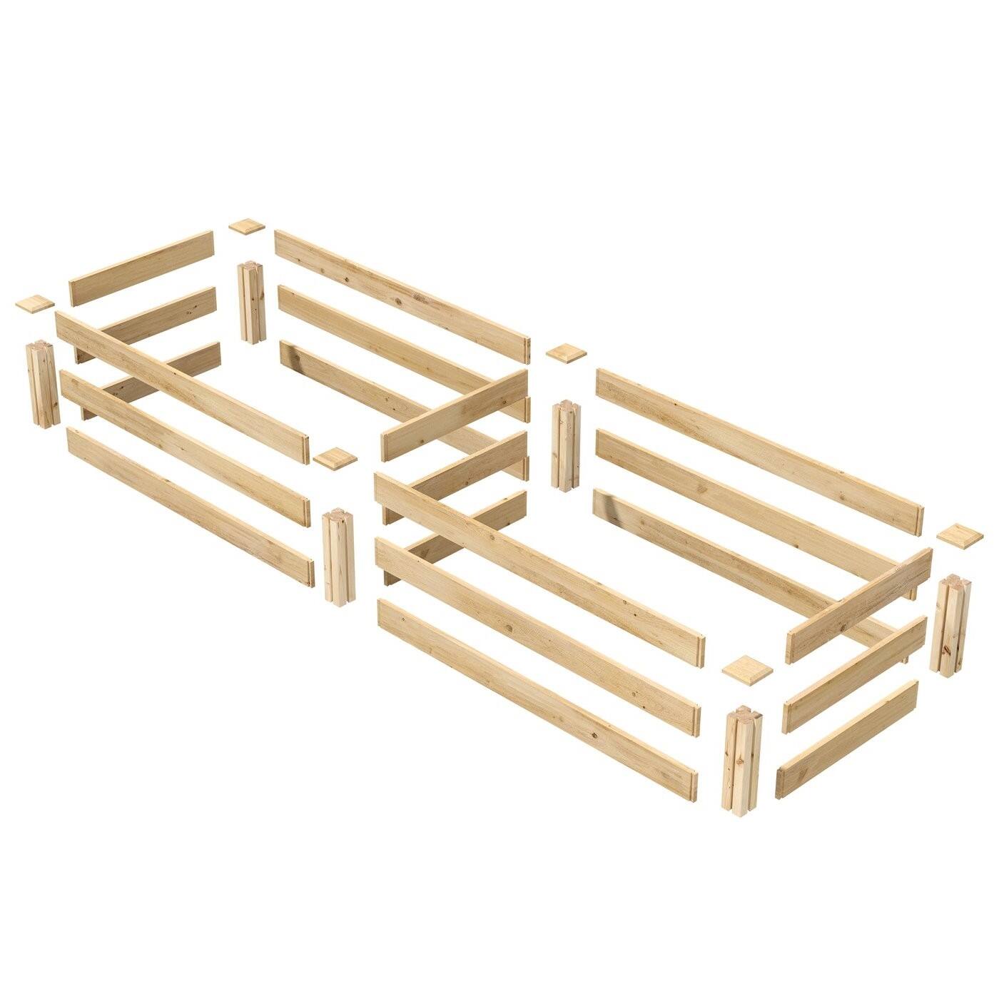 Left. SlickBlue - Pine Wood Raised Garden Bed Frame for Patio, Yard, and Garden - Naturfal.