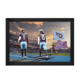 Sporticulture - Cam Ward and Calvin Ridley Tennessee Titans Framed Two-Player Art Print - Blue