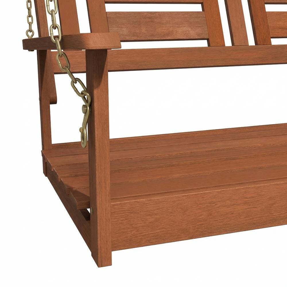 Alt View 2. Outdoor Escape - Teak Oil Finished Wood Swing Chair with Chain for Outdoor Relaxation - Light Wood.