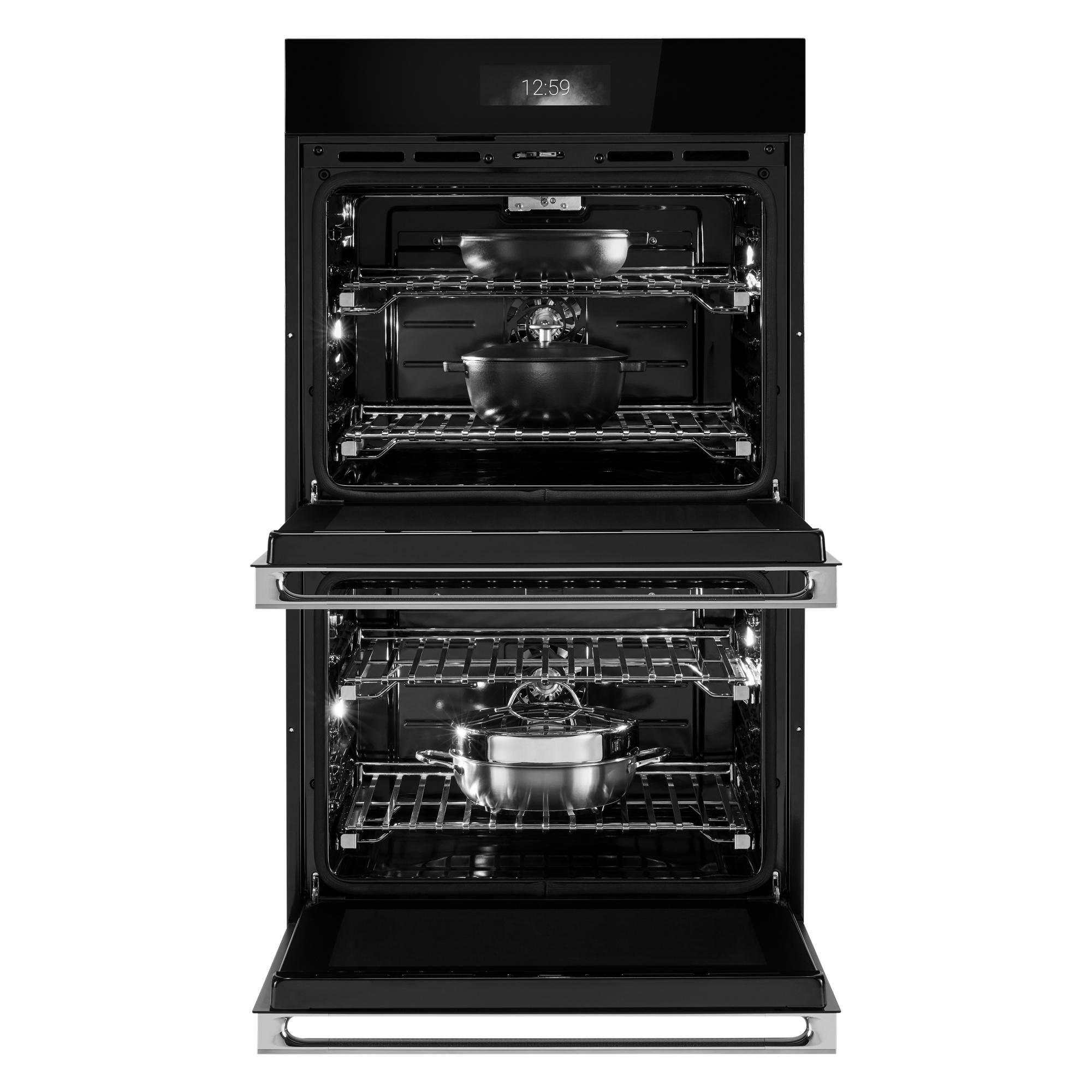 Alt View 2. JennAir - NOIR 30" Built-In Double Electric Convection Wall Oven with with Smooth Glide Flat-Tine Racks - Stainless Steel.